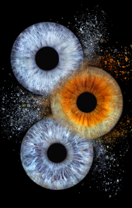 Efect clash cu 3 irisuri combinate, fotografie iris familie PREYE