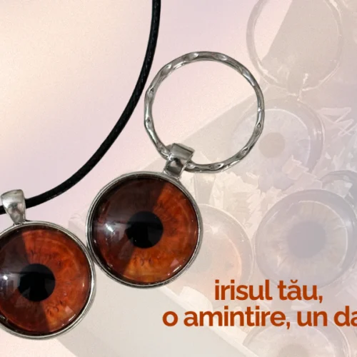 Set pandantiv și breloc cu fotografie de iris PREYE - cadou personalizat unic