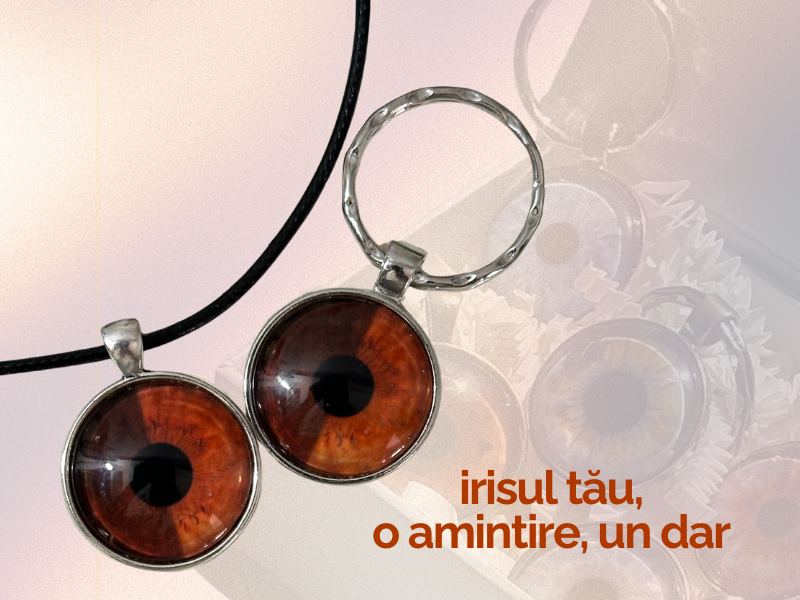 Set pandantiv și breloc cu fotografie de iris PREYE - cadou personalizat unic